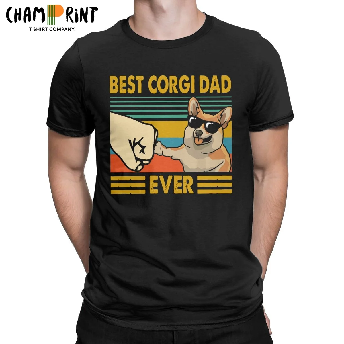 Футболка мужская с надписью Best Corgi Dad | Мужская одежда