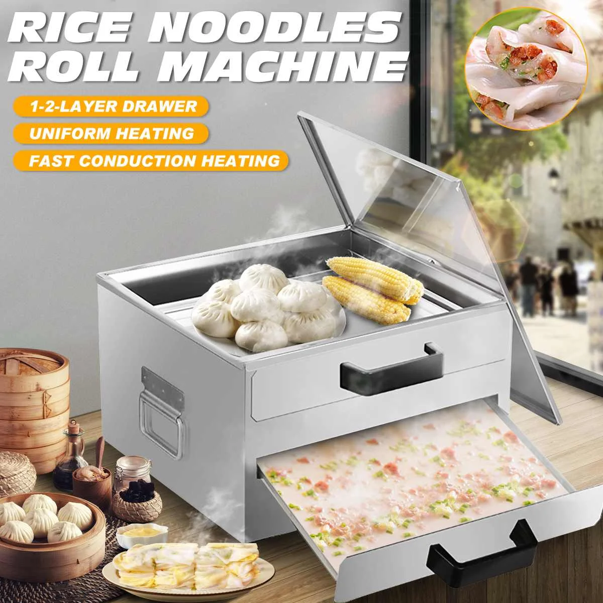 2Tiers Stainless Steel DIY Steamed Vermicelli Rice Roll Machine Steamer Drawer Boilers Kitchen Cooking Tray Fast Making Food
2Tiers Stainless Steel DIY Steamed Vermicelli Rice Roll Machine Steamer Drawer Boilers Kitchen Cooking Tray Fast Making Food