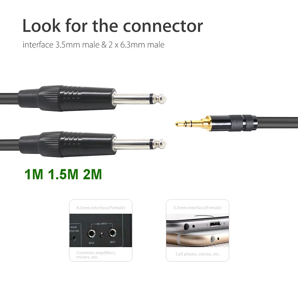Мужской 3.5mm 1/8 до 6 35 мм 1/4 мужской разъем TRS стерео аудио AUX кабель для iPod 3/5 3 5