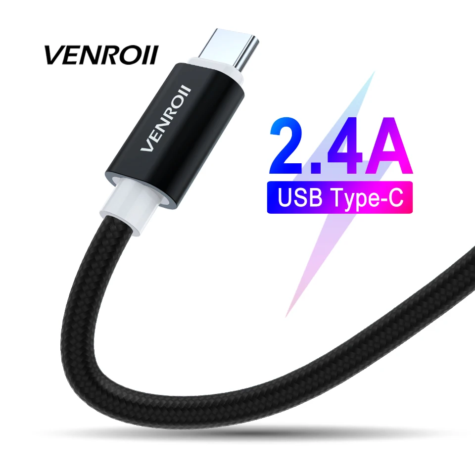 Venroii USB Type C кабель для Samsung S9 S8 Быстрая зарядка мобильный телефон зарядный провод