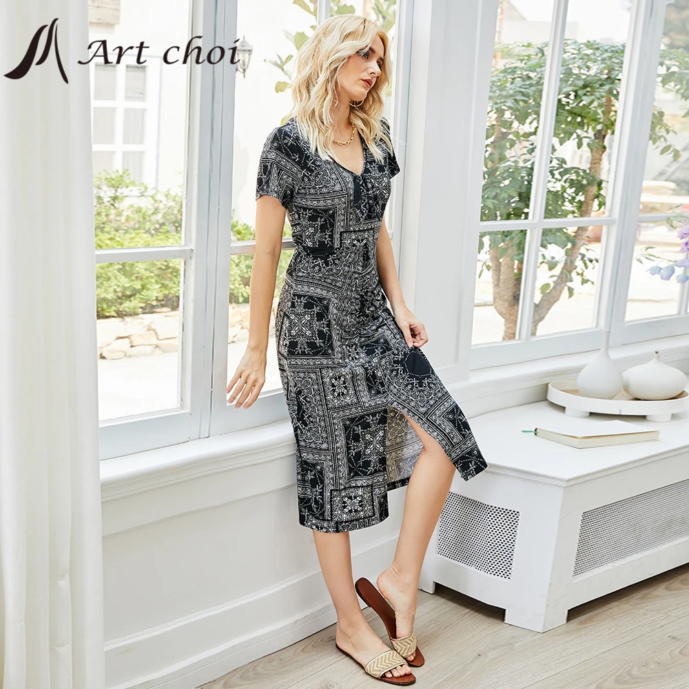 2022 Elegant Women Midi Print Dress Skirt Summer A Line V Neck Slit Chic Work Office Ladies Bodycon Black Party Vestido
2022 Elegant Women Midi Print Dress Skirt Summer A Line V Neck Slit Chic Work Office Ladies Bodycon Black Party Vestido