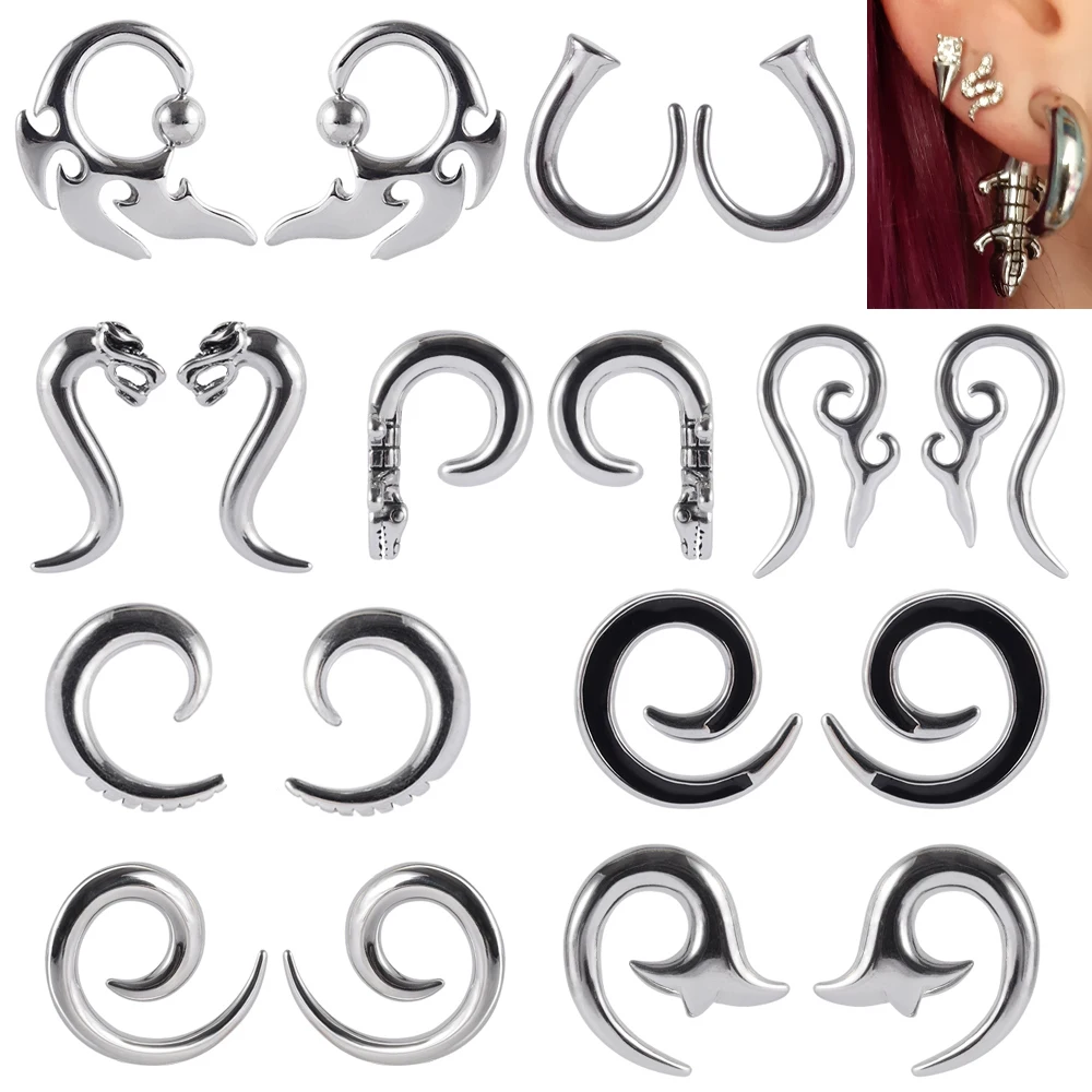 PAIR Stainless Steel Animal Spiral Snail Dragon Squid Ear Weights Ear Tunnels Plugs Expander Gauges Body Piercing Jewelry
PAIR Stainless Steel Animal Spiral Snail Dragon Squid Ear Weights Ear Tunnels Plugs Expander Gauges Body Piercing Jewelry