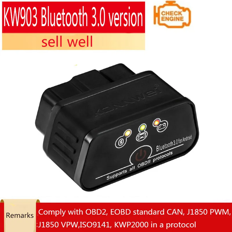 New Car Fault Diagnosis Scanner KW903 ELM327 V1.5 Bluetooth OBD2 Support Android System 6 Colors 12V OBDII Interface Vehicle
New Car Fault Diagnosis Scanner KW903 ELM327 V1.5 Bluetooth OBD2 Support Android System 6 Colors 12V OBDII Interface Vehicle