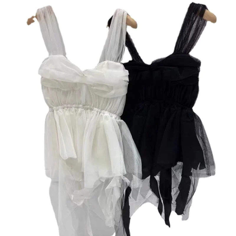 Sexy Women's Mesh Blouses New Irregular Spaghetti Straps Sleeveless Shirts Lady Chic Top White Black Nancylim 
Sexy Women's Mesh Blouses New Irregular Spaghetti Straps Sleeveless Shirts Lady Chic Top White Black Nancylim