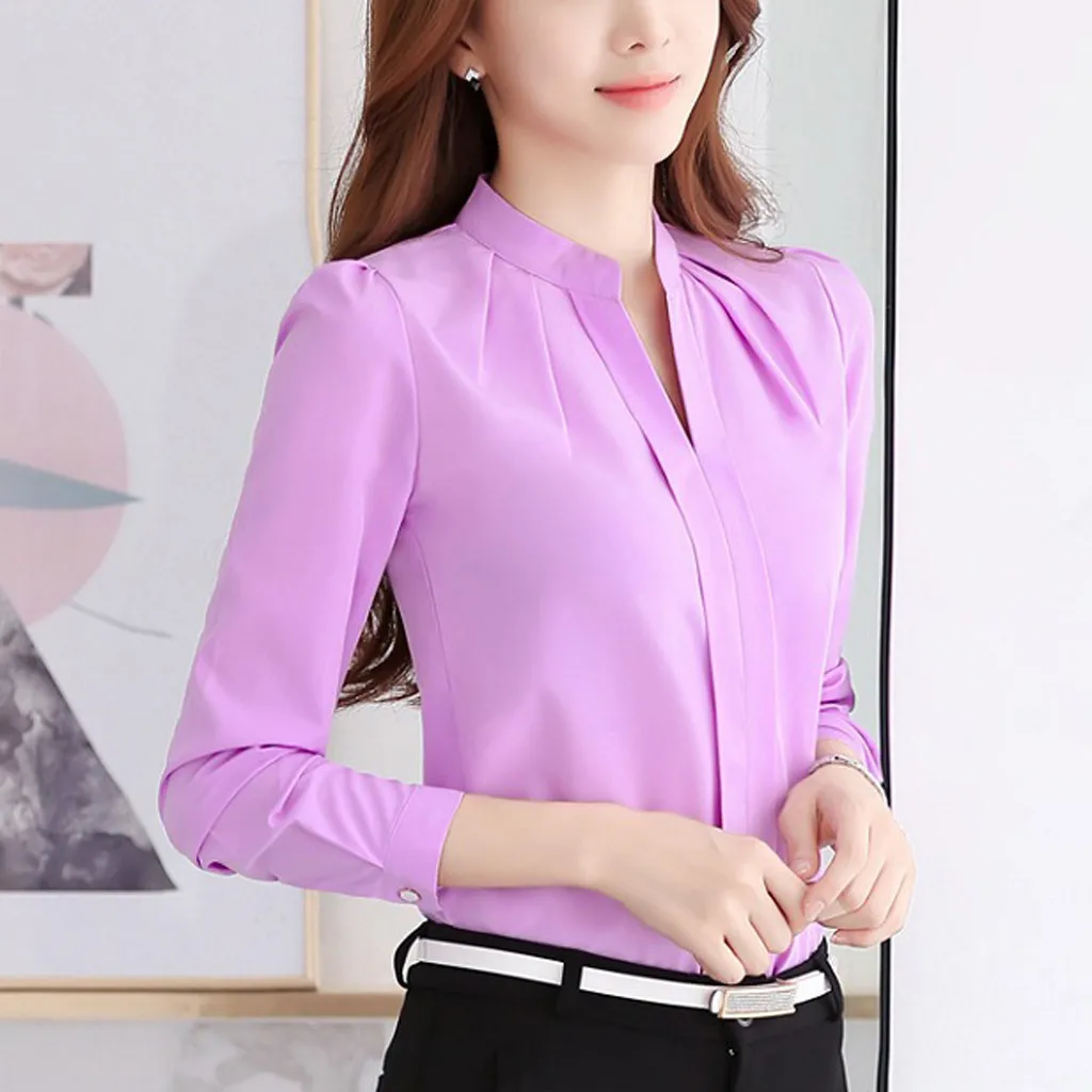 Spring Autumn White Blouses Office Shirts Women V-neck Tops Long Sleeve Chiffon Blouse Female Ladies Work Wear 3 Colors #sr
Spring Autumn White Blouses Office Shirts Women V-neck Tops Long Sleeve Chiffon Blouse Female Ladies Work Wear 3 Colors #sr