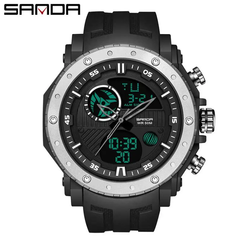 

Часы наручные SANDA Мужские кварцевые, модные брендовые Роскошные спортивные водонепроницаемые до 5 АТМ, в стиле милитари