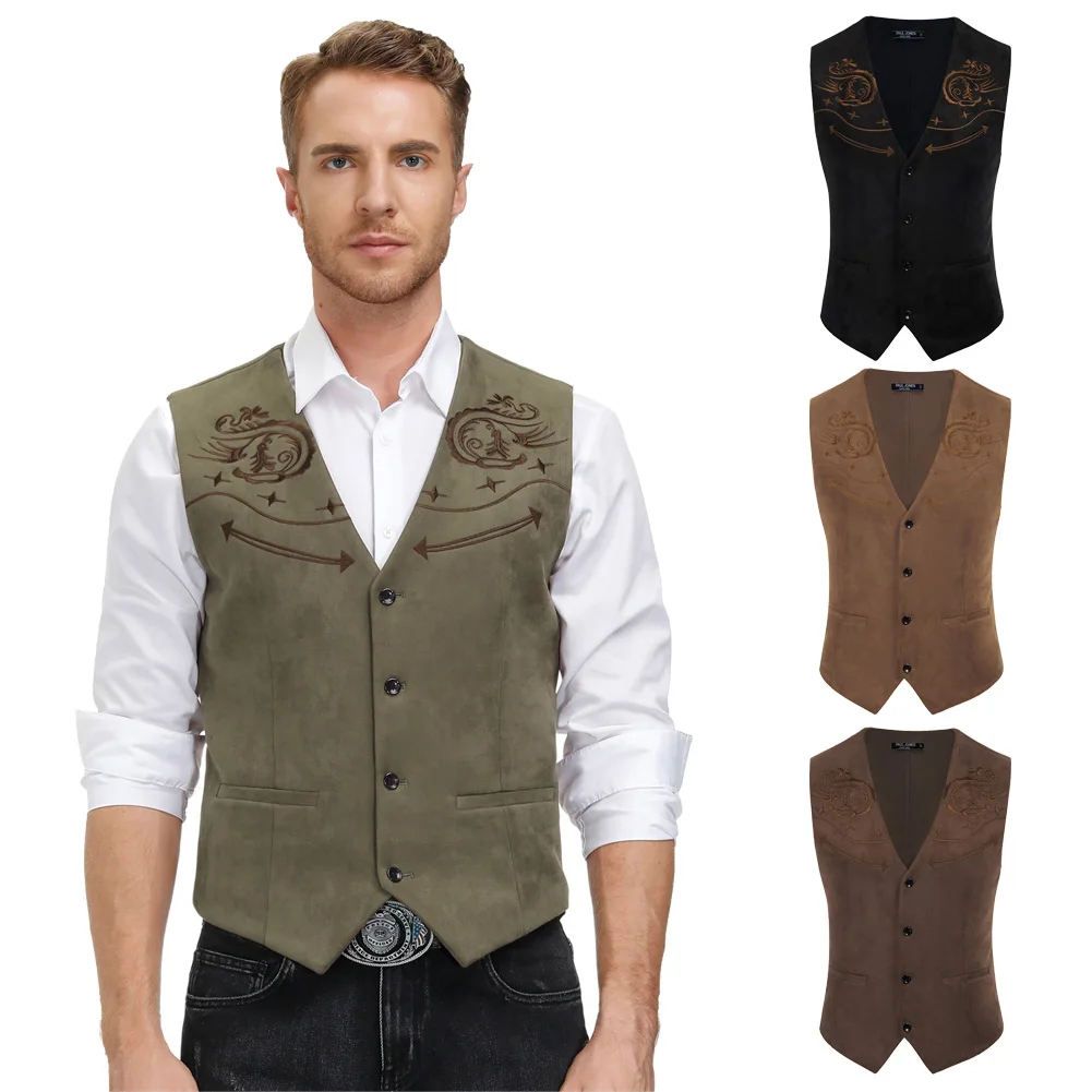 Men Western Imitated Suede Vest Coats Sleeveless V-Neck Handkerchief Hem Waistcoat Vintage Floral Short Tops Club Party Evening
Men Western Imitated Suede Vest Coats Sleeveless V-Neck Handkerchief Hem Waistcoat Vintage Floral Short Tops Club Party Evening