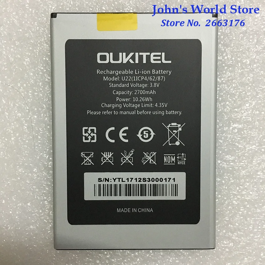 Oukitel U22 Battery 100% Original 2700mAh Backup Battery Replacement For Oukitel U22 Mobile Phone
Oukitel U22 Battery 100% Original 2700mAh Backup Battery Replacement For Oukitel U22 Mobile Phone