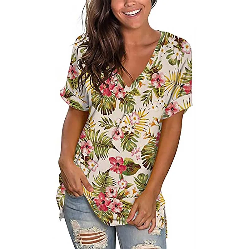 Summer Women T Shirt Fashion Print Deep V Neck Short Sleeve Midi Length Tops Female Casual Loose Streetwear Plus Size Tee Shirts
Summer Women T Shirt Fashion Print Deep V Neck Short Sleeve Midi Length Tops Female Casual Loose Streetwear Plus Size Tee Shirts