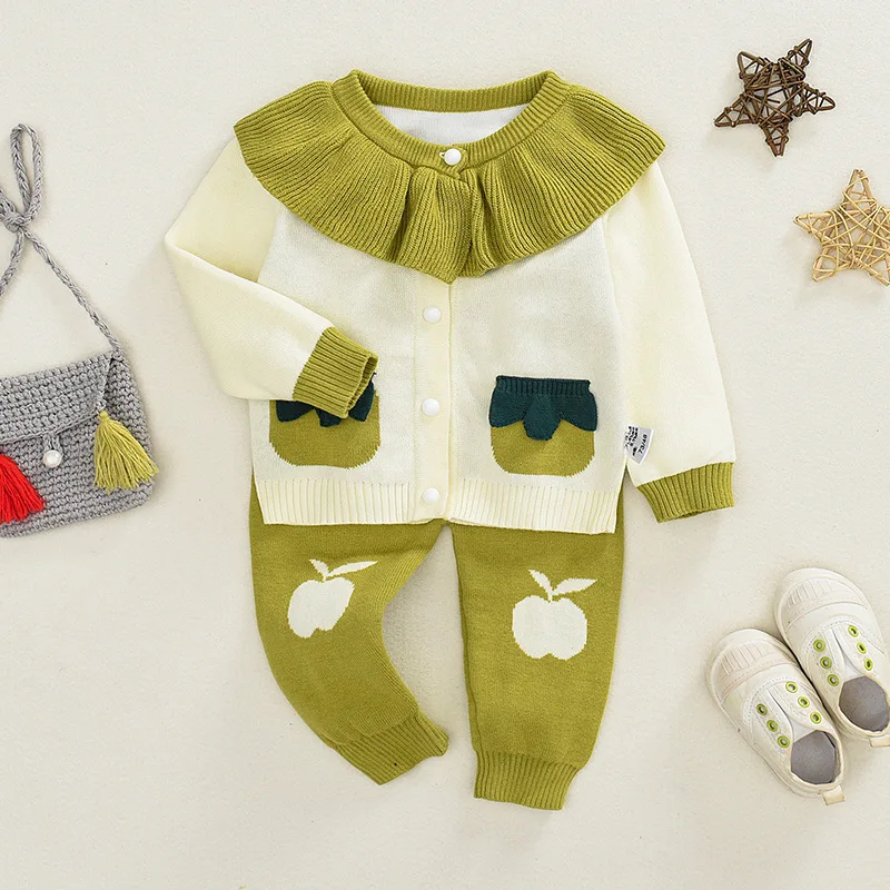 New Toddler baby boy girl sweater sets cartoon fruits pattern knitted 2pcs babys cardigan suits soft kids outfits infant clothes
New Toddler baby boy girl sweater sets cartoon fruits pattern knitted 2pcs babys cardigan suits soft kids outfits infant clothes