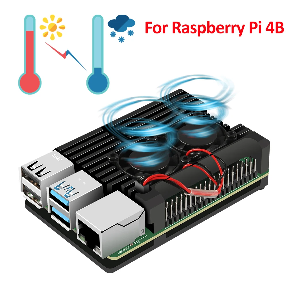 Aokin Raspberry Pi 4 Model B Aluminum Case Dual Fan CNC Metal 4 Color Armor Shell with Heat Sink for Raspberry Pi 4 4B Case
Aokin Raspberry Pi 4 Model B Aluminum Case Dual Fan CNC Metal 4 Color Armor Shell with Heat Sink for Raspberry Pi 4 4B Case