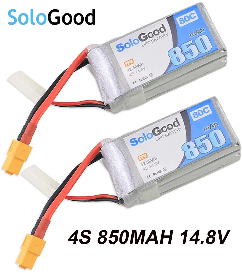 2pcs Sologood 4S 850mAh 14.8V 80C LiPo Battery Pack with XT60 Plug FPV Batteries for RC Racing Drone
2pcs Sologood 4S 850mAh 14.8V 80C LiPo Battery Pack with XT60 Plug FPV Batteries for RC Racing Drone