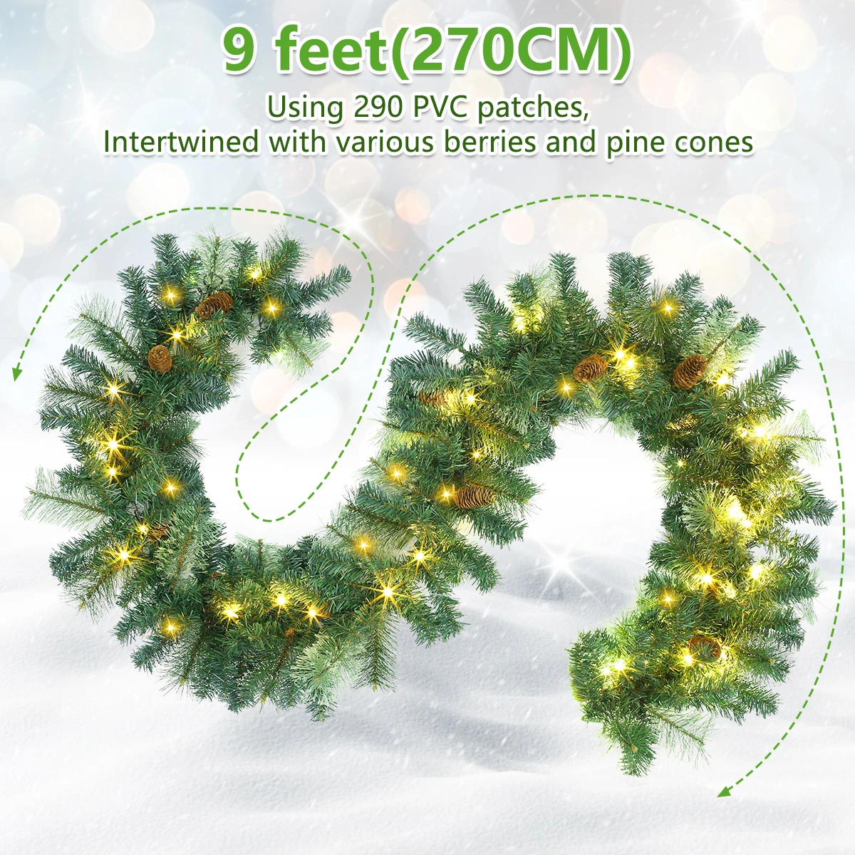 2.7M Christmas Garland Christmas Decorations Garland Decoration Rattan Christmas Tree Decorations Home Party with Lights Xmas
2.7M Christmas Garland Christmas Decorations Garland Decoration Rattan Christmas Tree Decorations Home Party with Lights Xmas
