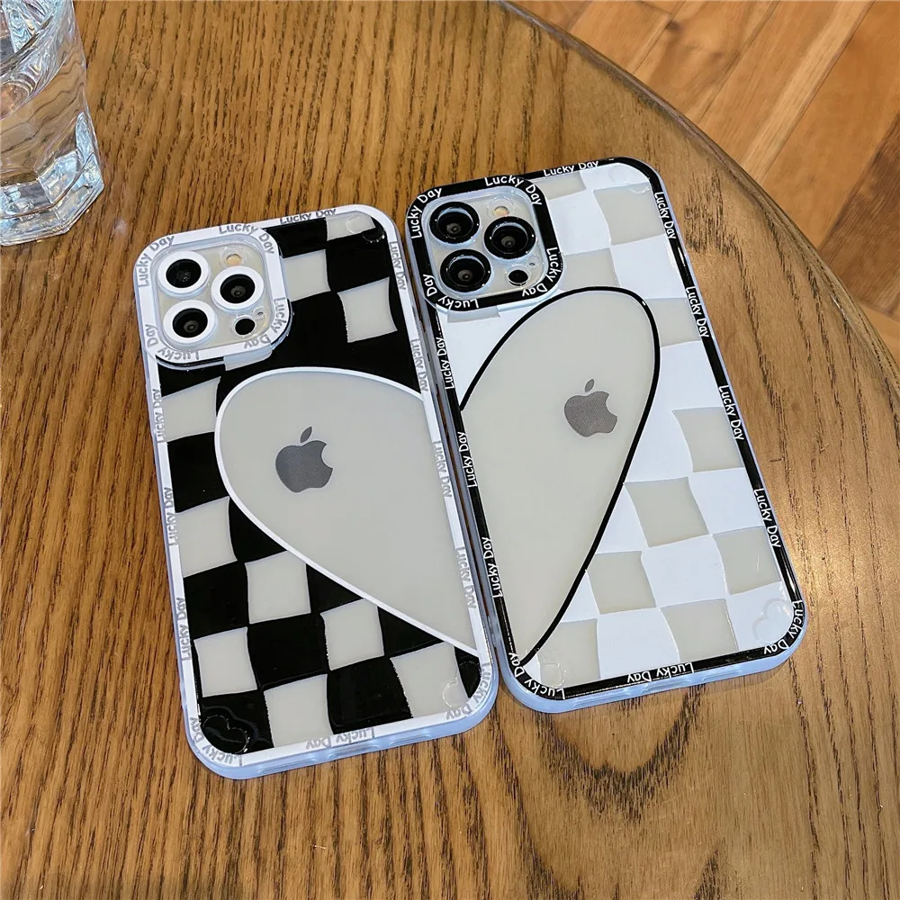 INS Black and White Lattice Heart shape Transparent Phone Case For iPhone 13 12 11 PRO MAX XS X XR 8P Silicone Soft Couple Cover
INS Black and White Lattice Heart shape Transparent Phone Case For iPhone 13 12 11 PRO MAX XS X XR 8P Silicone Soft Couple Cover
