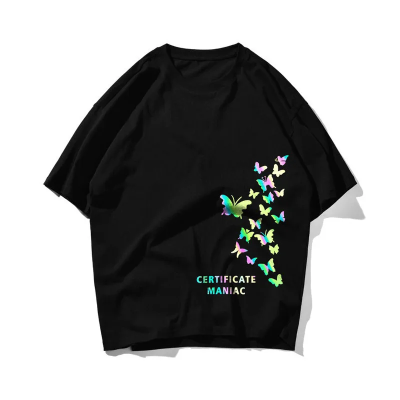 Butterfly Print Trend Short-sleeved T-shirt Reflective Radium Colorful Half-sleeved T-shirt Loose Oversize Hip-hop Street Wild
Butterfly Print Trend Short-sleeved T-shirt Reflective Radium Colorful Half-sleeved T-shirt Loose Oversize Hip-hop Street Wild