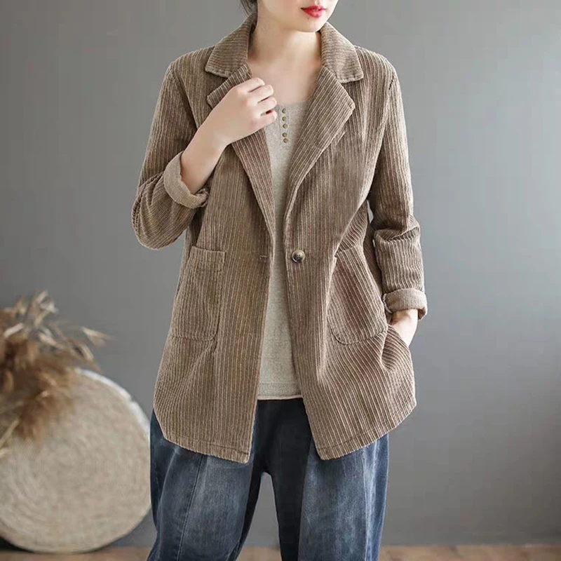 New Arrival Spring Arts Style Women Long Sleeve Corduroy Casual Blazers Coat Double Pocket Vintage Female Blazer Jacket S532
New Arrival Spring Arts Style Women Long Sleeve Corduroy Casual Blazers Coat Double Pocket Vintage Female Blazer Jacket S532