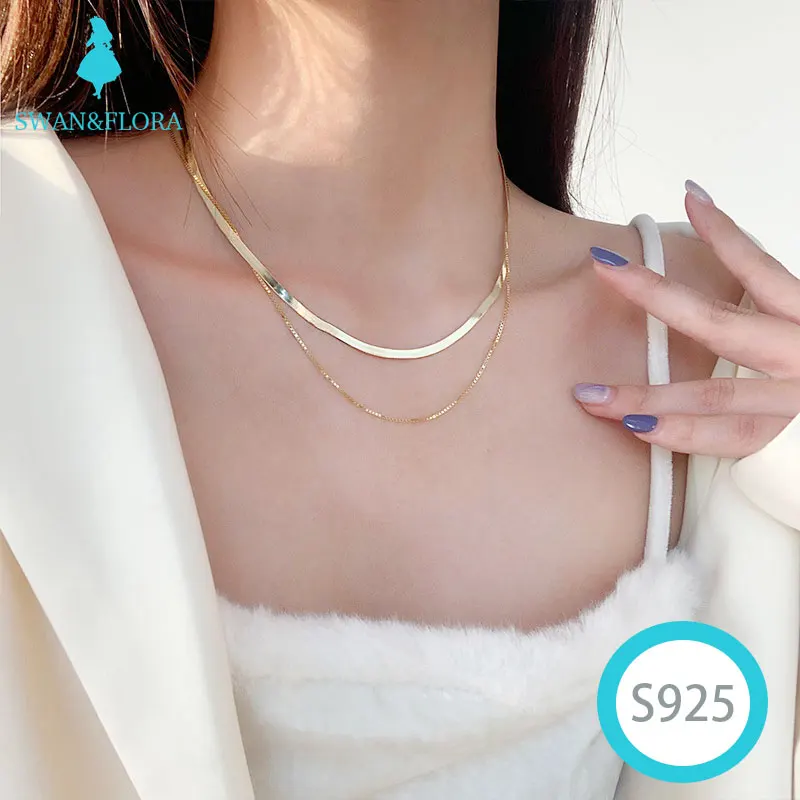 925 silver double layer Necklace simple Sterling Silver Necklace 2021 new female clavicle chain
925 silver double layer Necklace simple Sterling Silver Necklace 2021 new female clavicle chain