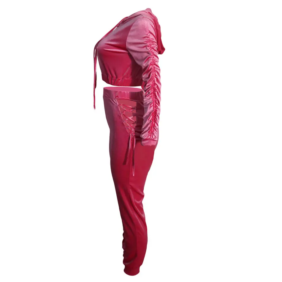 Women Sets Hooded Autumn Velvet Zipper Long Sleeve Short Coats High Waist Side Hollow Out Lace-up Ankle Banded Pants Tracksuits
Women Sets Hooded Autumn Velvet Zipper Long Sleeve Short Coats High Waist Side Hollow Out Lace-up Ankle Banded Pants Tracksuits