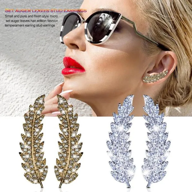 1Pair 3 Color Fashion Cool Cute Gold Silver Crystal Diamond Shiny Leaf Earrings Jewelry For Women Wedding Party Gift Outdoor
1Pair 3 Color Fashion Cool Cute Gold Silver Crystal Diamond Shiny Leaf Earrings Jewelry For Women Wedding Party Gift Outdoor