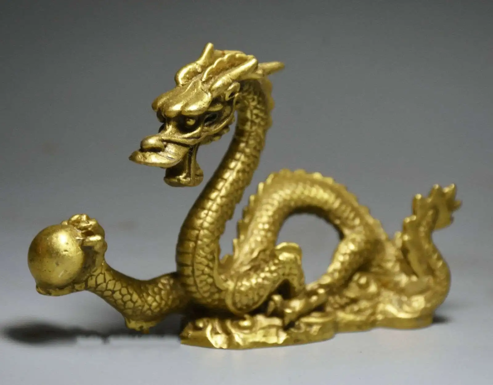 

Chinese Folk Feng Shui Pure Copper Brass Zodiac Year Dragon Statue Statues for Decoration Home Accessories Collection Ornaments