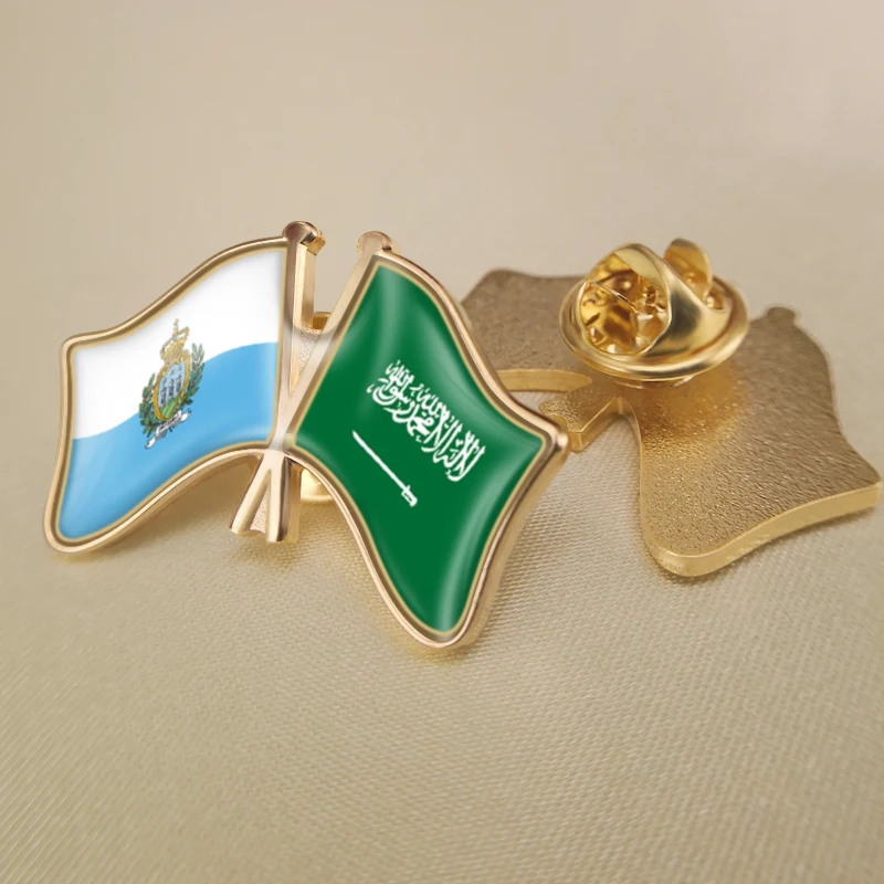San Marino and Saudi Arabia Crossed Double Friendship Flags Lapel Pins Brooch Badges
San Marino and Saudi Arabia Crossed Double Friendship Flags Lapel Pins Brooch Badges