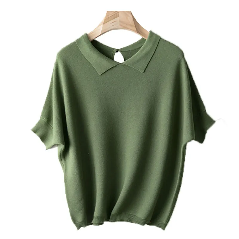 New Woman clothing Summer Sweater Summer tops Lapel Solid color Short sleeve Jumper Sweater Thin Casual Knitted Pullover 
New Woman clothing Summer Sweater Summer tops Lapel Solid color Short sleeve Jumper Sweater Thin Casual Knitted Pullover