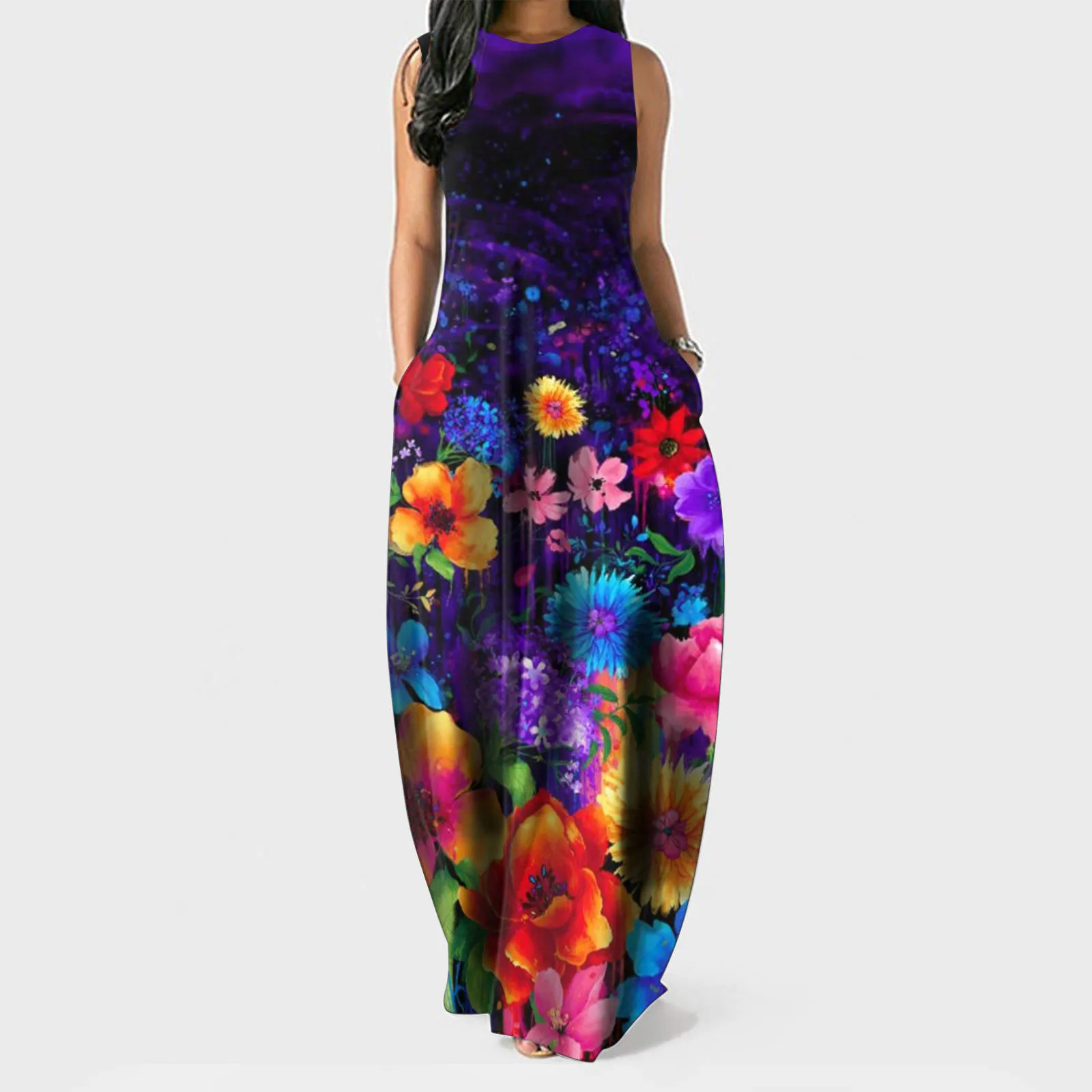 Plus Size Women's Maxi Dress Summer O-neck Flower Print Sleeveless Pullover Tank Dress Ladies Casual Long Dresses#35
Plus Size Women's Maxi Dress Summer O-neck Flower Print Sleeveless Pullover Tank Dress Ladies Casual Long Dresses#35