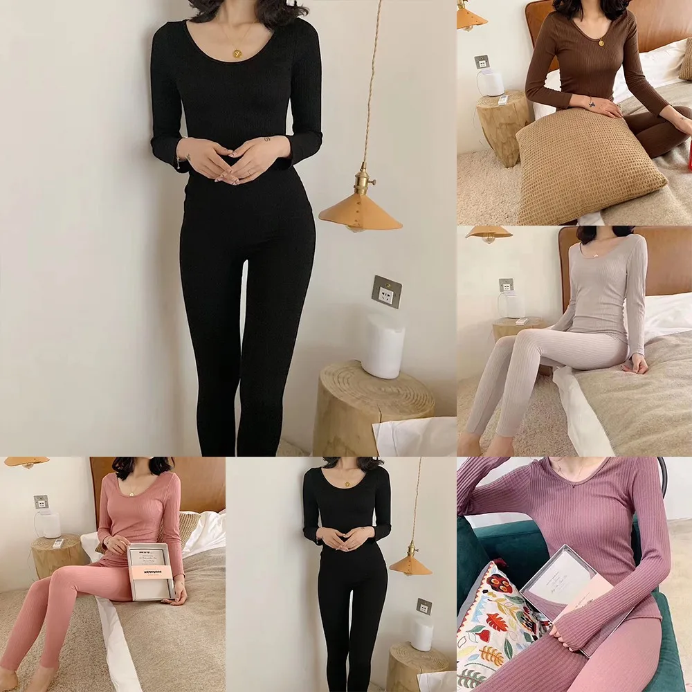 Oversize Women'S Autumn Solid Cotton Cozy Pajama Set Thermal Vertical Striped Bottoming Lingerie Intimate Suit
Oversize Women'S Autumn Solid Cotton Cozy Pajama Set Thermal Vertical Striped Bottoming Lingerie Intimate Suit
