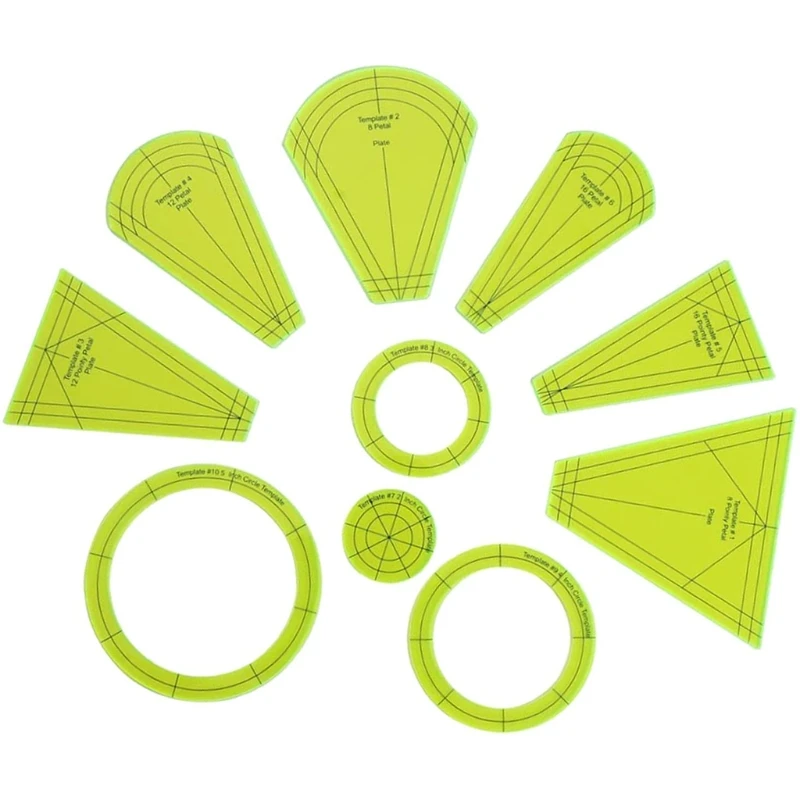 10 Pieces/Set Patchwork Stencils Rulers Special-shaped Sewing Patchworks Ruler Quilting Cutting Mats Sewing Accessories
10 Pieces/Set Patchwork Stencils Rulers Special-shaped Sewing Patchworks Ruler Quilting Cutting Mats Sewing Accessories