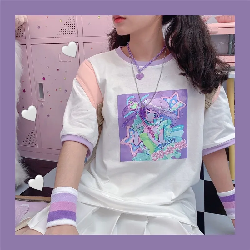 Women T-shirt Summer Sweet Cute Cartoon Girl Print T-shirt Japanese Street Student Loose Short-sleeved Harajuku Kawaii Tops Tees
Women T-shirt Summer Sweet Cute Cartoon Girl Print T-shirt Japanese Street Student Loose Short-sleeved Harajuku Kawaii Tops Tees