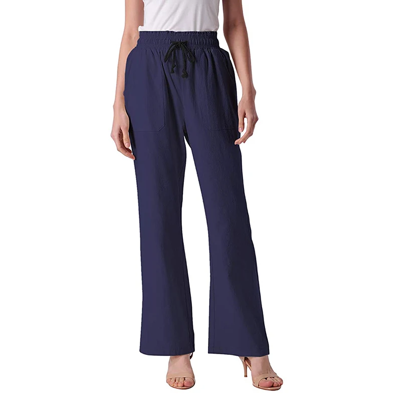 Women Casual Fashion Drawstring Elastic Waist Cotton Solid Color Loose Pants Trousers With Pocket
Women Casual Fashion Drawstring Elastic Waist Cotton Solid Color Loose Pants Trousers With Pocket