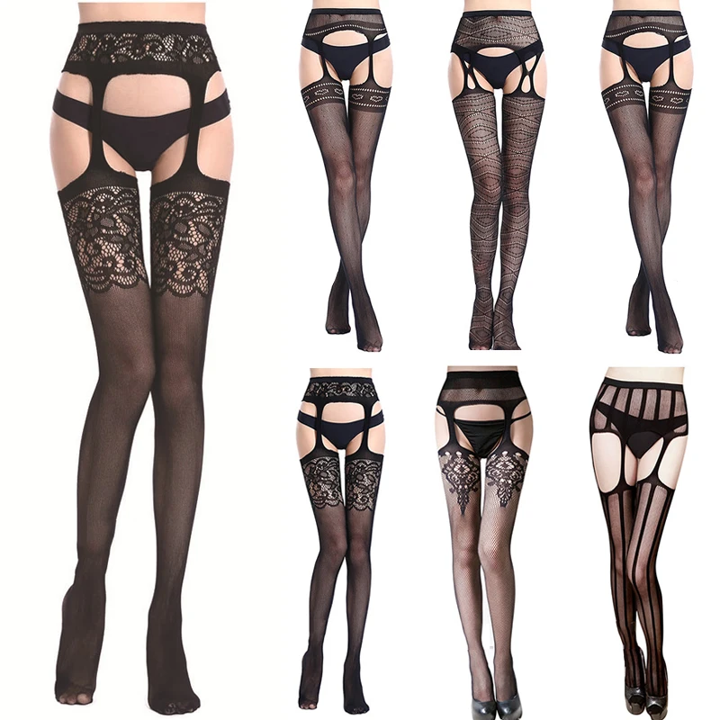 Women Girls Female Sexy Lace Stockings Tights Sets Lingerie Erotic Hollow Out Fishnet Crotchless Garter Belt Long Socks Elastic 
Women Girls Female Sexy Lace Stockings Tights Sets Lingerie Erotic Hollow Out Fishnet Crotchless Garter Belt Long Socks Elastic