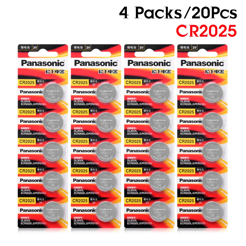 PANASONIC 20Pcs 3V CR2025 Lithium Battery LM2025 BR2025 DL2025 KCR2025 Button Coin Cell Battereis For Main Board Remote Control
PANASONIC 20Pcs 3V CR2025 Lithium Battery LM2025 BR2025 DL2025 KCR2025 Button Coin Cell Battereis For Main Board Remote Control