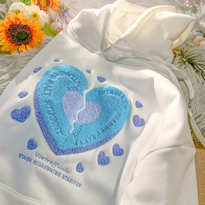 Women Kawaii Love Heart Embroidery Tops Hoodies Streetwear Harajuku Teens vintage Clothes size loose jersey pullover bar plush
Women Kawaii Love Heart Embroidery Tops Hoodies Streetwear Harajuku Teens vintage Clothes size loose jersey pullover bar plush