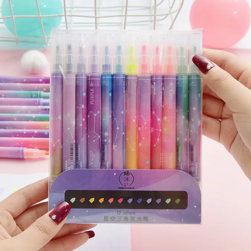 12 Pcs Per Set Star Double Headed Fluorescent Highlighter Pen Cute Painting Decoration Light Color Marker Highlighter Wholesale 
12 Pcs Per Set Star Double Headed Fluorescent Highlighter Pen Cute Painting Decoration Light Color Marker Highlighter Wholesale
