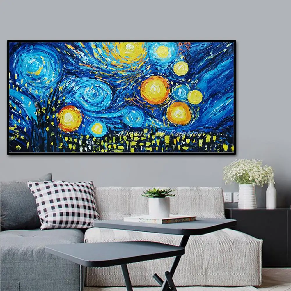 Настенная картина Mintura для гостиной толстые Масляные картины на холсте Ручная роспись синее ночное небо искусство домашний декор настенное... 
Настенная картина Mintura для гостиной толстые Масляные картины на холсте Ручная роспись синее ночное небо искусство домашний декор настенное...