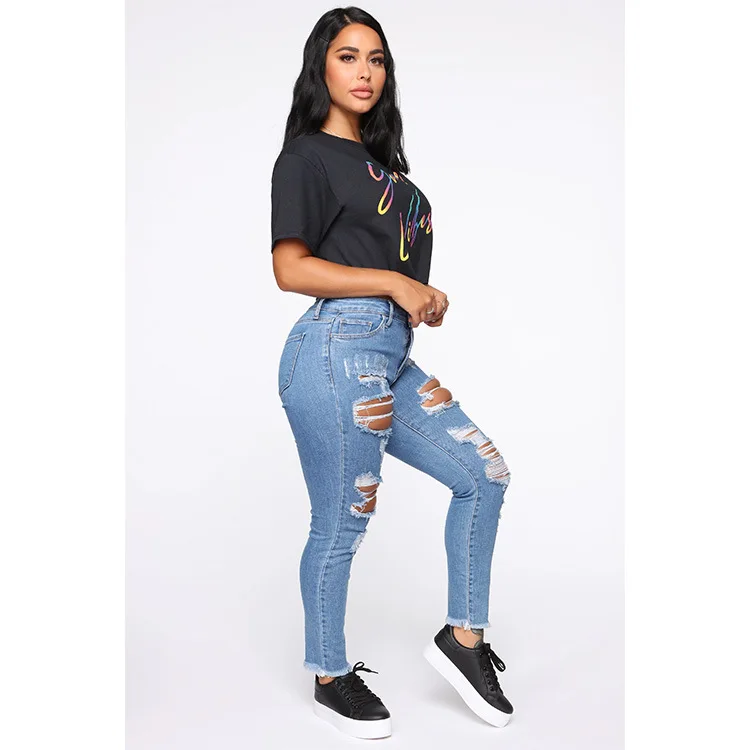 Ladies jeans ripped holes non-stretch slim sexy ladies denim trousers women trousers
Ladies jeans ripped holes non-stretch slim sexy ladies denim trousers women trousers
