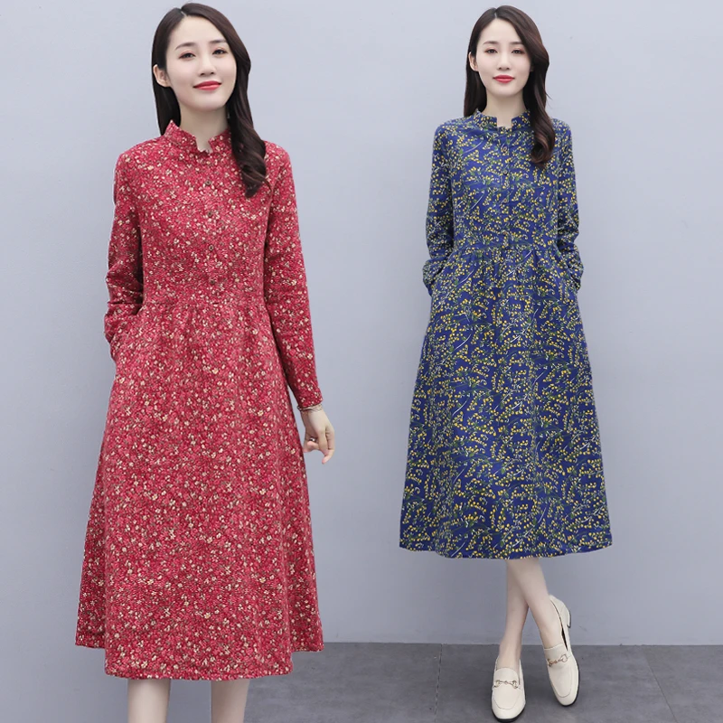 8155# Autumn New Office Lady Cotton Linen Elegant Dress Skin-friendly Waist Floral Skirt Long Sleeve Evening Dress
8155# Autumn New Office Lady Cotton Linen Elegant Dress Skin-friendly Waist Floral Skirt Long Sleeve Evening Dress