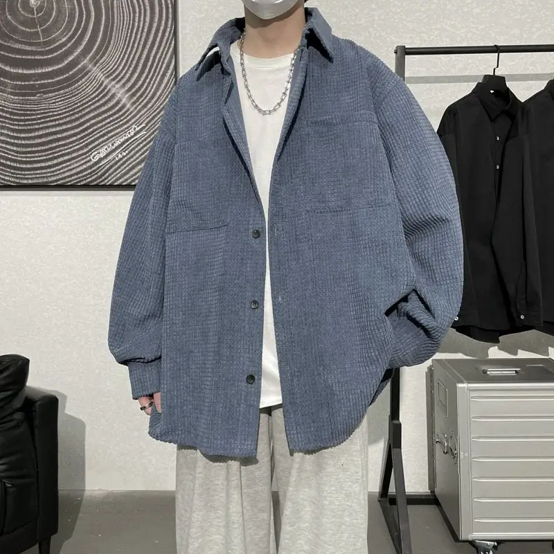 Spring Solid Color Corduroy Shirt Men Korean Fashion Casual Loose T-shirt Men Harajuku Streetwear Long-sleeved T-shirt Men
Spring Solid Color Corduroy Shirt Men Korean Fashion Casual Loose T-shirt Men Harajuku Streetwear Long-sleeved T-shirt Men