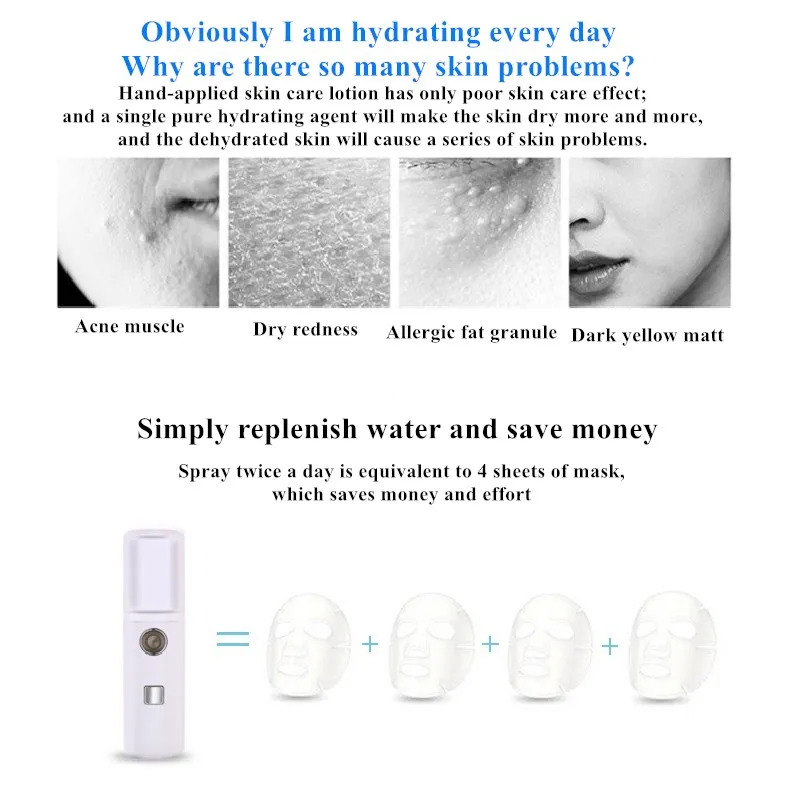 Usb Mini 20ml Handheld Nano Water Replenishing Apparatus Air Humidifier Moisturize The Face and Prevent Dryness
Usb Mini 20ml Handheld Nano Water Replenishing Apparatus Air Humidifier Moisturize The Face and Prevent Dryness
