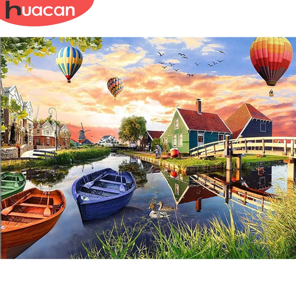 HUACAN 5D DIY Diamond Painting Sailboat Full Square Diamond Embroidery Landscape House Diamond Mosaic Balloon Decor For Home
HUACAN 5D DIY Diamond Painting Sailboat Full Square Diamond Embroidery Landscape House Diamond Mosaic Balloon Decor For Home