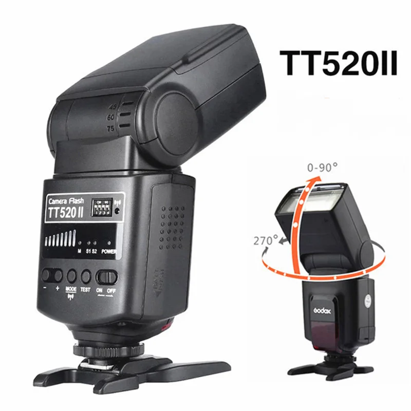 

Вспышка Godox TT520 II TT520II со встроенным беспроводным сигналом 433 МГц + триггер вспышки для цифровых зеркальных камер Canon Nikon Pentax Olympus