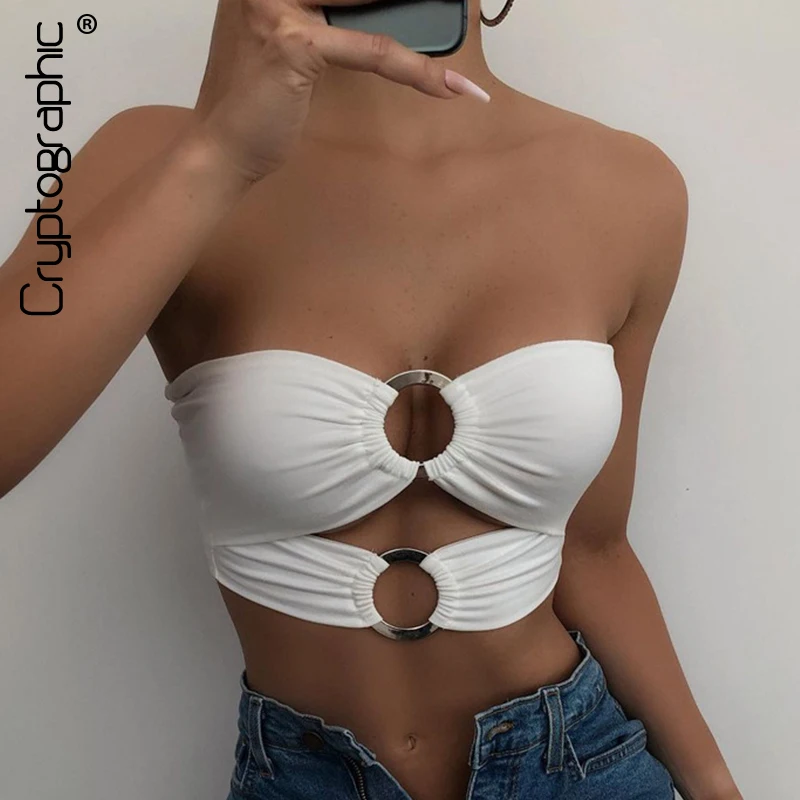 Cryptographic Sexy Strapless Rings Cut Out Crop Tops for Women Fashion Chic Sleeveless Backless Cropped Top Short Summer 2021
Cryptographic Sexy Strapless Rings Cut Out Crop Tops for Women Fashion Chic Sleeveless Backless Cropped Top Short Summer 2021