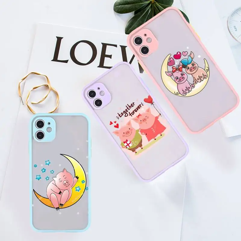 Cute Couples Pig Phone Case For iPhone 12 11 Mini Pro XR XS Max 7 8 Plus X Matte transparent Purple Back Cover
Cute Couples Pig Phone Case For iPhone 12 11 Mini Pro XR XS Max 7 8 Plus X Matte transparent Purple Back Cover
