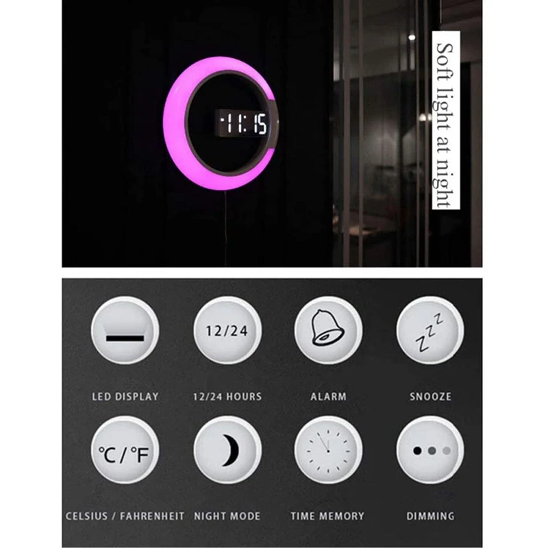 Led Mirror Hollow Wall Clock Multifunctional Creative Clock Home Creative Thermometer Digital Alarm for Decoration
Led Mirror Hollow Wall Clock Multifunctional Creative Clock Home Creative Thermometer Digital Alarm for Decoration