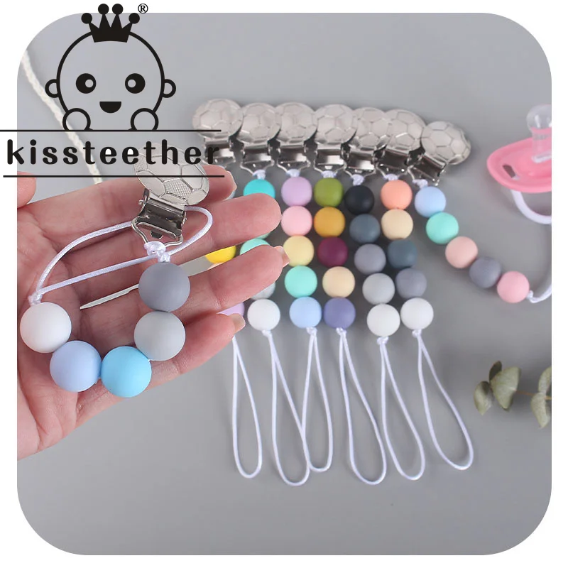 Kissteether Creative Silicone Beads No BPA Teether Pacifier Chain Iron Football Nipple Clip Newborn Nursing Teething Toys Gift
Kissteether Creative Silicone Beads No BPA Teether Pacifier Chain Iron Football Nipple Clip Newborn Nursing Teething Toys Gift