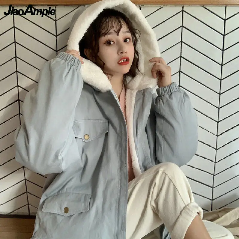 Women Winter Plus Velvet Thick Warm Hooded Outwear Girls Student Casual Loose Solid Overcoats 2021 Korean Sweet Zipper Blue Coat
Women Winter Plus Velvet Thick Warm Hooded Outwear Girls Student Casual Loose Solid Overcoats 2021 Korean Sweet Zipper Blue Coat