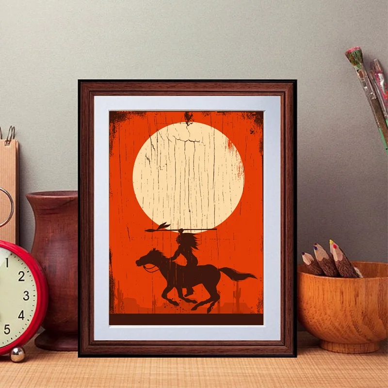 Настенная живопись на холсте лошадь с копьем винтажный силуэт плакат принты