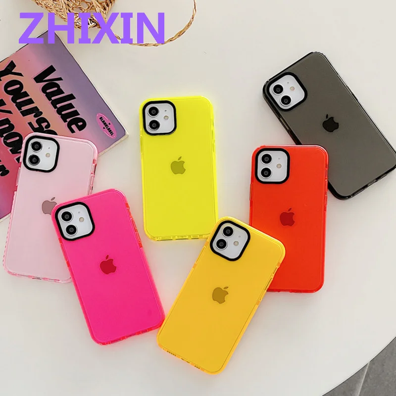 Fluorescent Solid Case For iPhone 12MINI 11 Pro Max Shockproof Transparent Soft Cover for iphone 7 8 Plus XR X XS Max SE2020
Fluorescent Solid Case For iPhone 12MINI 11 Pro Max Shockproof Transparent Soft Cover for iphone 7 8 Plus XR X XS Max SE2020