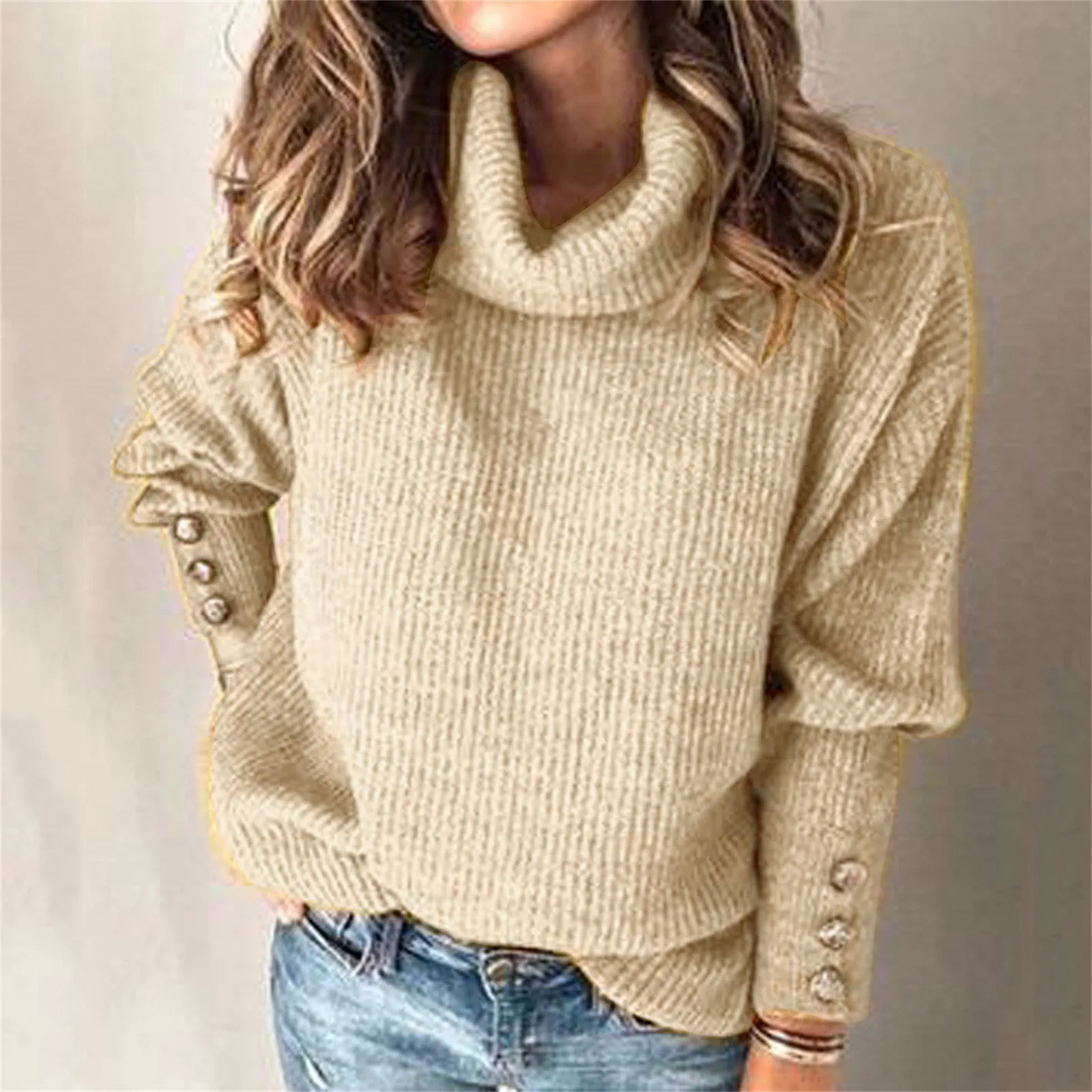 Women Fashion Sweater Pullovers Solid Button Sleeve Casual Loose Warm Top Women Sweaters Autumn Winter Women Clothing pull femme
Women Fashion Sweater Pullovers Solid Button Sleeve Casual Loose Warm Top Women Sweaters Autumn Winter Women Clothing pull femme
